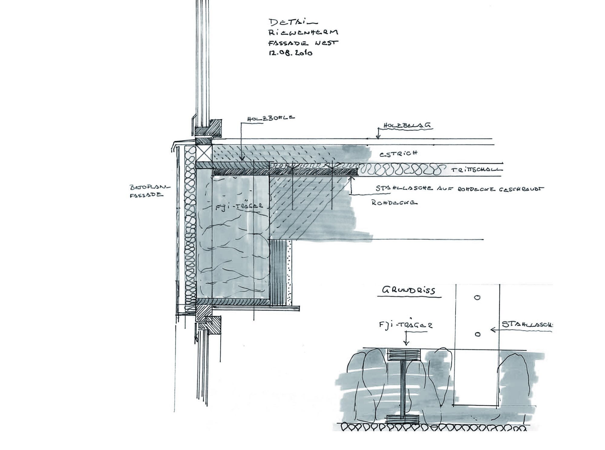 Blaesig Architekten Haus Riewenherm Detail Handskizze