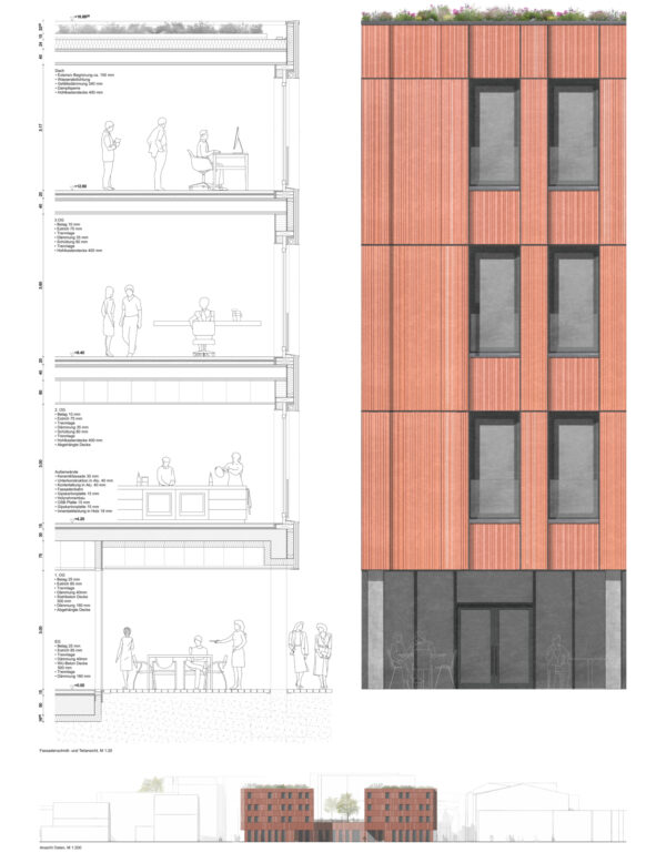 Blaesig Architekten Kerschensteiner-Schule Delmenhorst Wettbewerb Fassadenschnitt