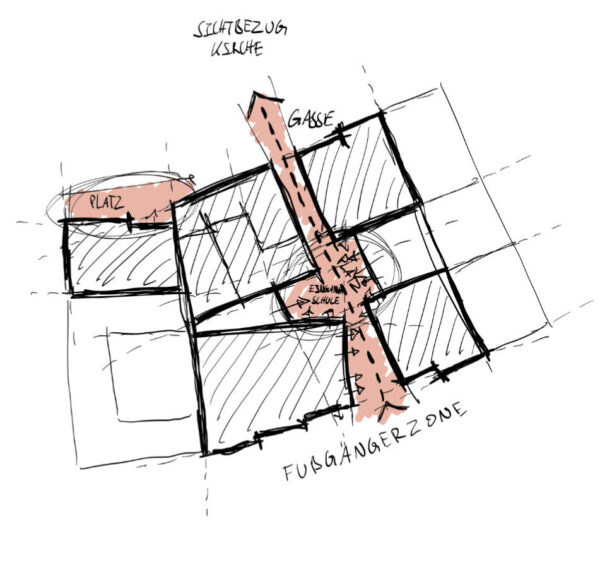 Blaesig Architekten Kerschensteiner-Schule Delmenhorst Wettbewerb Skizze